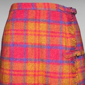 Vintage 1960s Barry Ashley Plaid Wool Wrap Skirt
